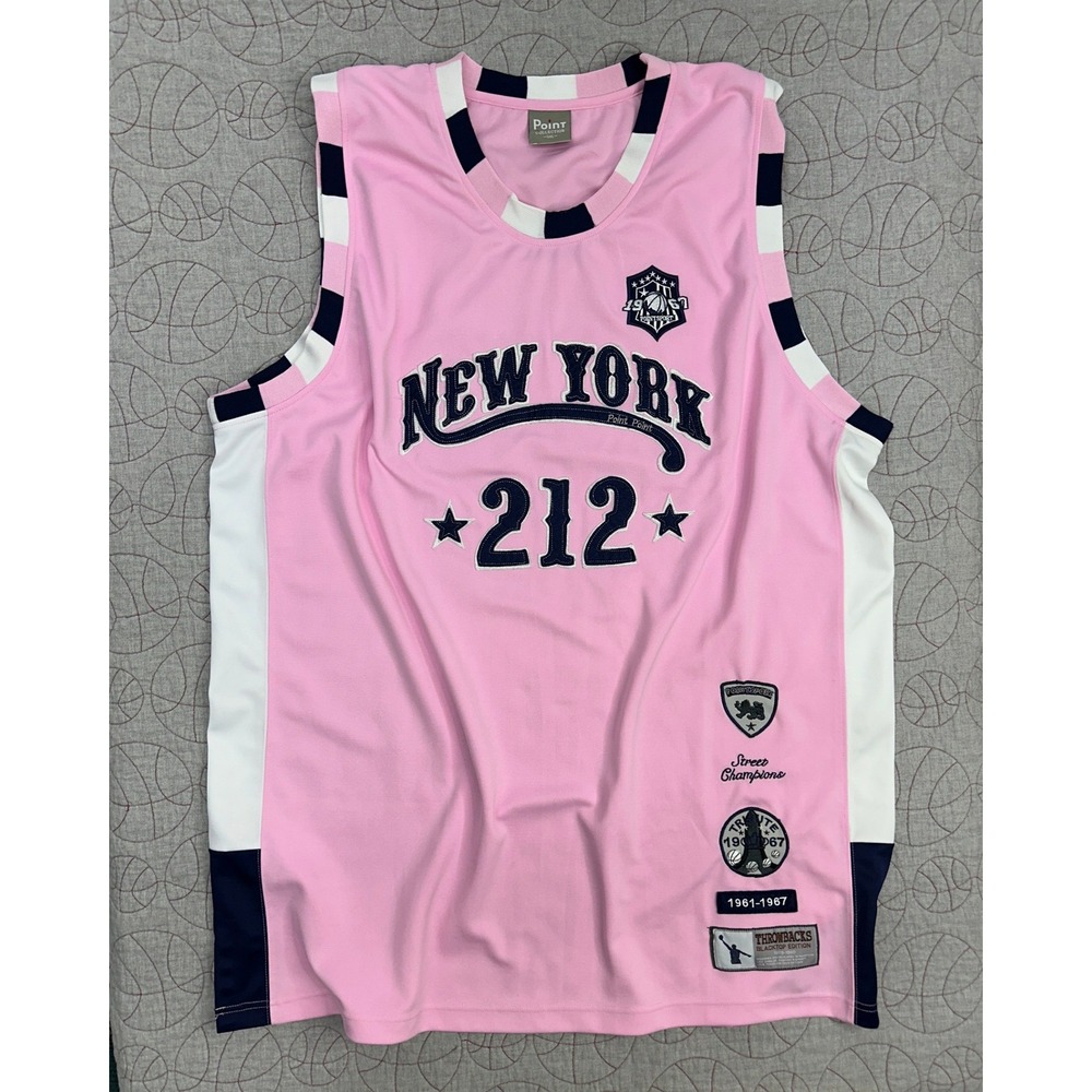 Point Collection Basketball Jersey Pink New York 212 Throwbacks / Mens 5XL